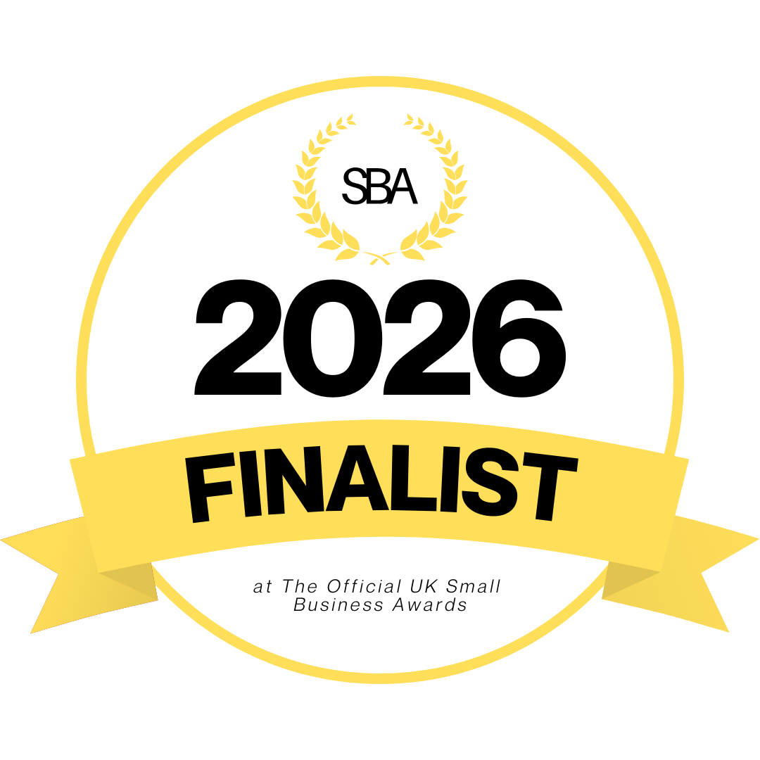 UK Small Business Awards Finalist 2026 badge for Best Creative Arts Startup