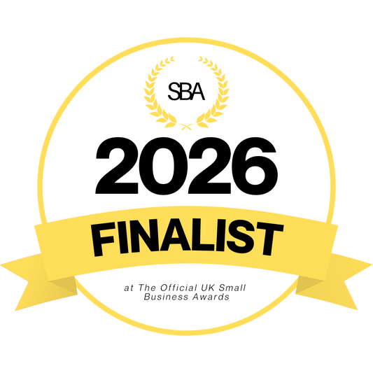UK Small Business Awards Finalist 2026 badge for Best Creative Arts Startup