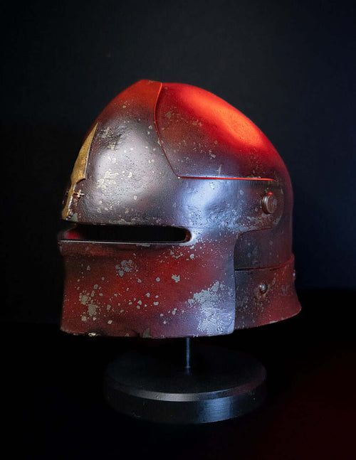 Trench Crusade Helmet angled front view weathered medieval crusader war helmet gothic armour cosplay prop
