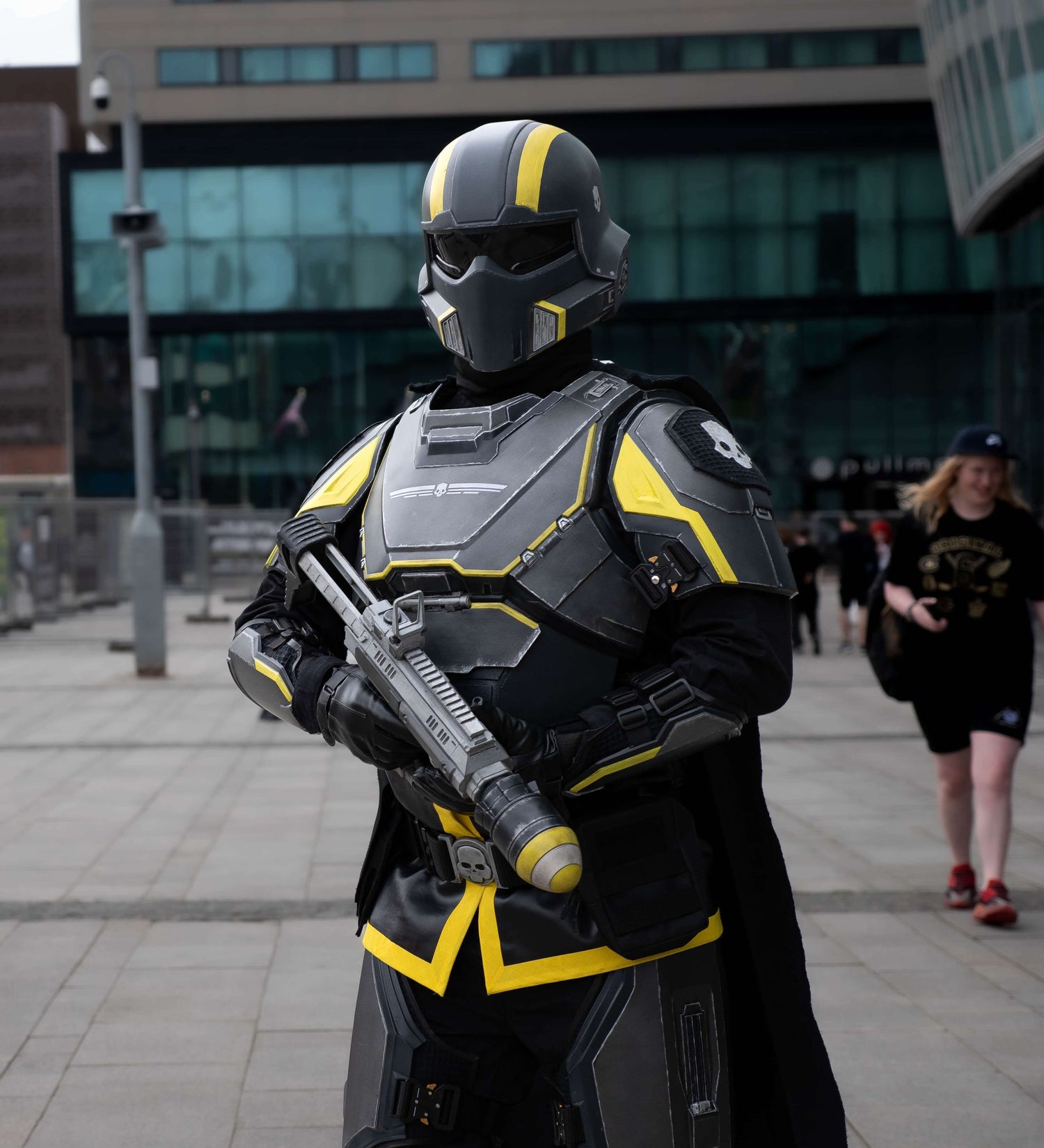 Helldivers full armour cosplay suit worn detailed Super Earth combat armour complete Helldivers loadout cosplay build