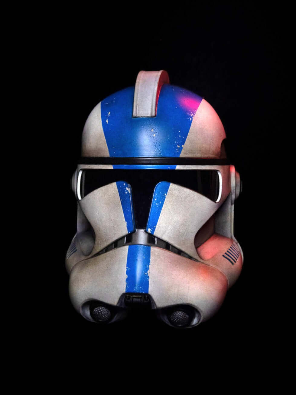 Clone Trooper Helmet front view white and blue Phase II Star Wars clone helmet cosplay prop