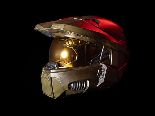 Halo Master Chief Helmet angled side profile green Mjolnir armour helmet cosplay piece