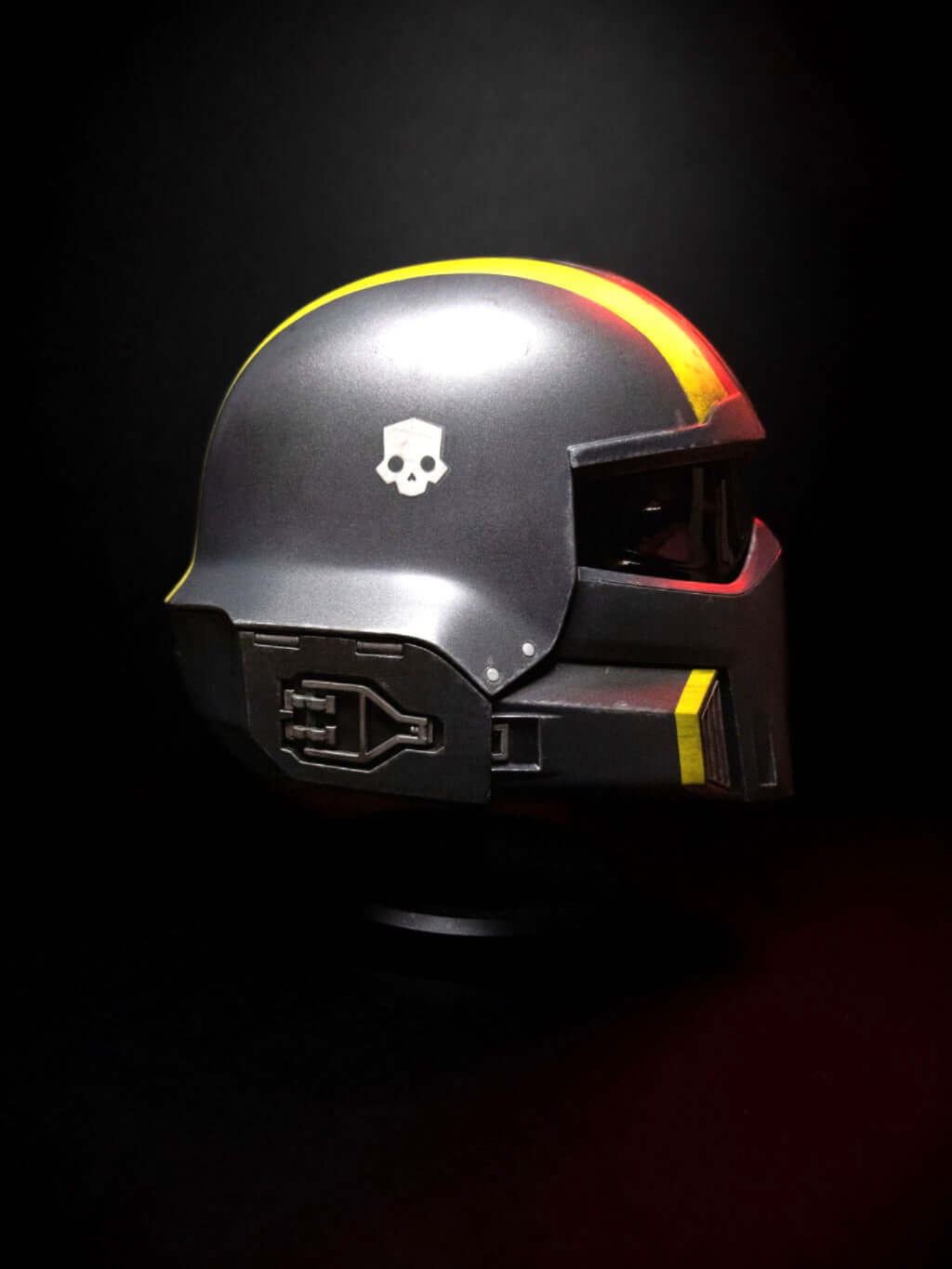 Helldivers Helmet side profile futuristic Super Earth infantry helmet high detail cosplay armour