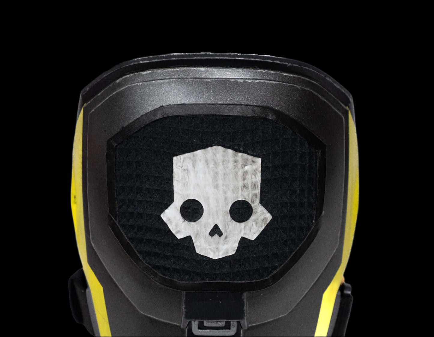 Helldivers Shoulders futuristic black shoulder armour piece from Helldivers cosplay suit with yellow trim