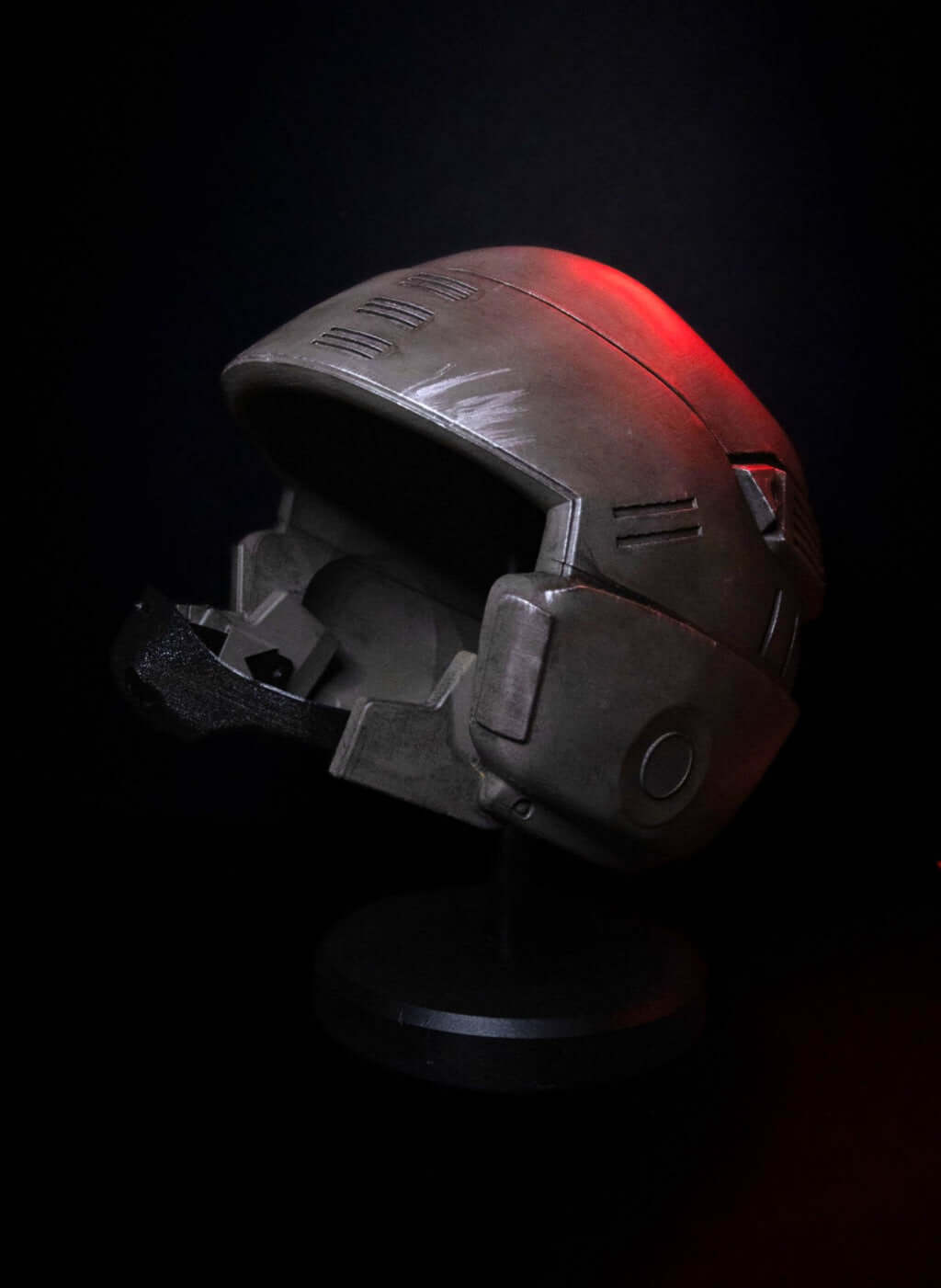 Starship Troopers Helmet three quarter front view black sci fi combat helmet wearable prop