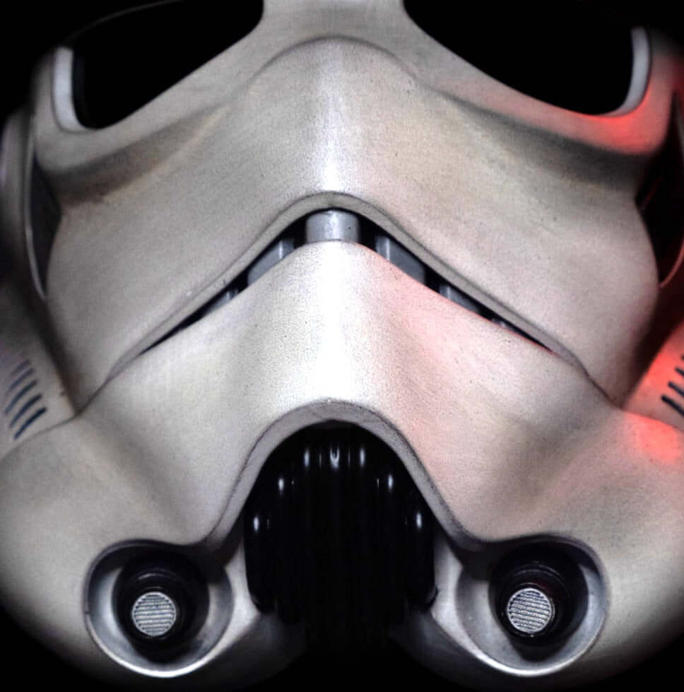 Storm trooper Helmet close up front detail iconic white Imperial soldier helmet high detail cosplay build