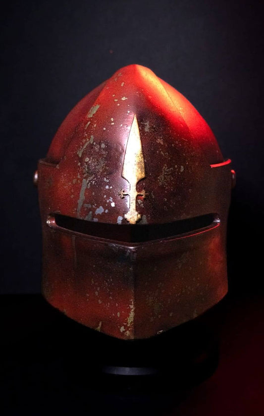 Trench Crusade Helmet front view battle worn crusader style helmet detailed historical inspired armour